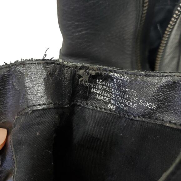 Steve Madden | Porcha Leather Black Heeled Side Zip Ankle Booties - Picture 13 of 14